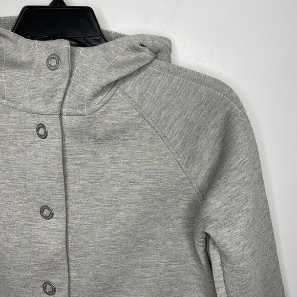 NORTH FACE Womens Neo Thermal Snap Hoodie Jacket EUC Heather Gray Knit Small S - Picture 3 of 12